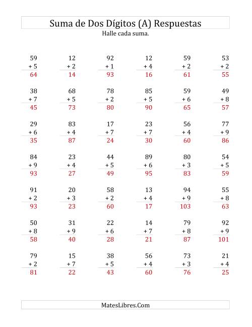 La hoja de ejercicios de Suma de Dos Dígitos más Un Dígito con alguna Reagrupación (Todas) Página 2