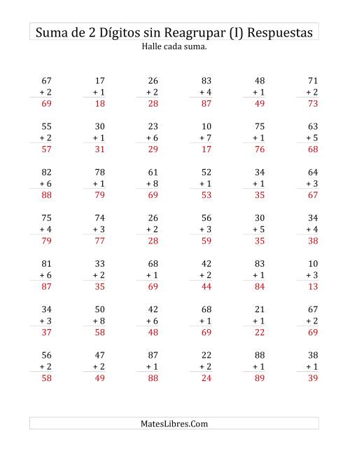 La hoja de ejercicios de Suma de Dos Dígitos más Un Dígito sin Reagrupación (I) Página 2