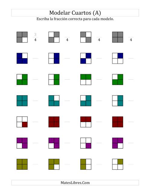 La hoja de ejercicios de Modelar Cuartos (en Colores) (A)