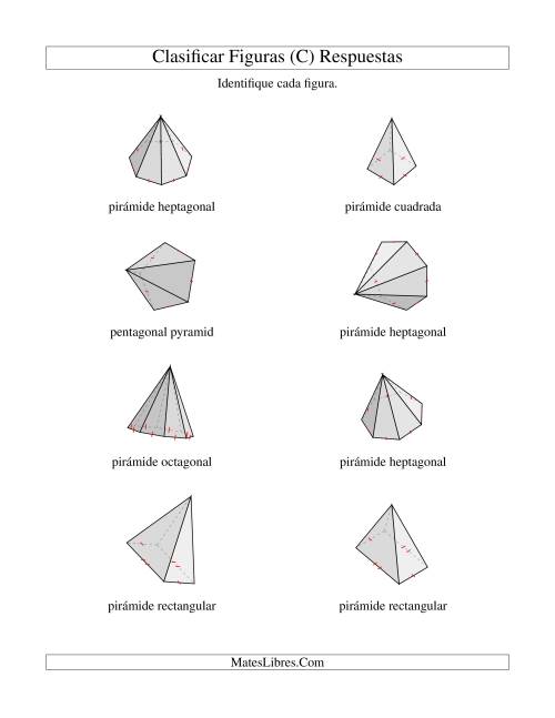 La hoja de ejercicios de Clasificar Pirámides (C) Página 2