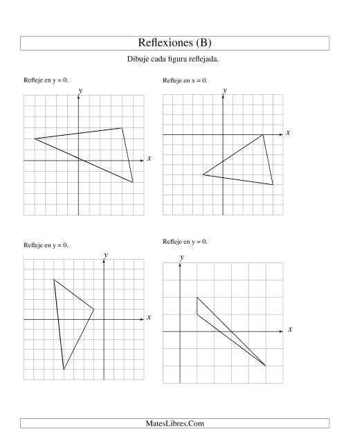 La hoja de ejercicios de Reflexión de 3 Vértices Sobre el Eje x ó y (B)