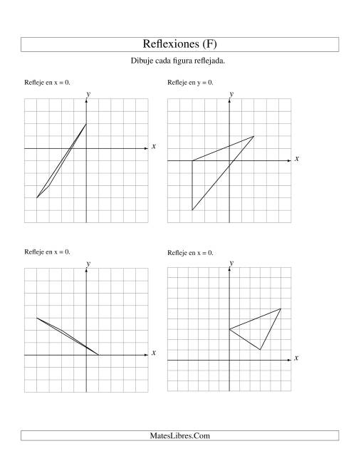 La hoja de ejercicios de Reflexión de 3 Vértices Sobre el Eje x ó y (F)