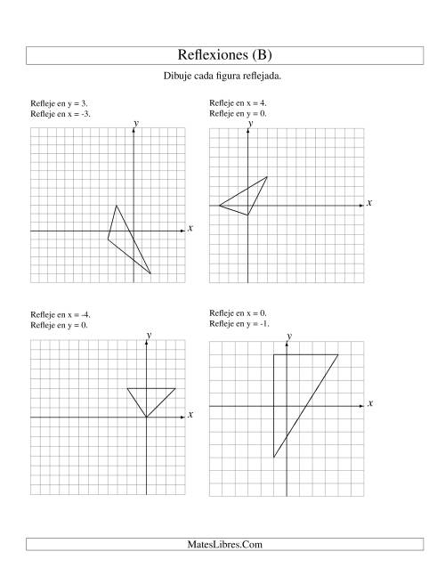 La hoja de ejercicios de Reflexión en Dos Pasos de 3 Vértices Sobre Varios Ejes (B)