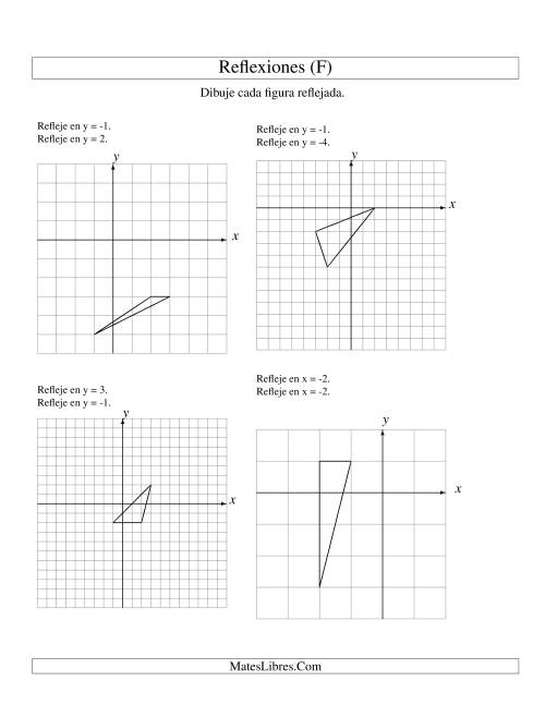 La hoja de ejercicios de Reflexión en Dos Pasos de 3 Vértices Sobre Varios Ejes (F)