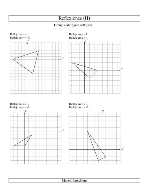 La hoja de ejercicios de Reflexión en Dos Pasos de 3 Vértices Sobre Varios Ejes (H)