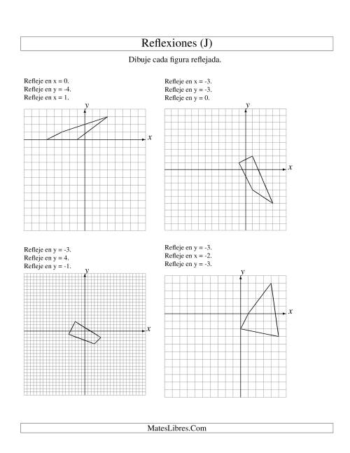 La hoja de ejercicios de Reflexión en Tres Pasos de 4 Vértices Sobre Varios Ejes (J)
