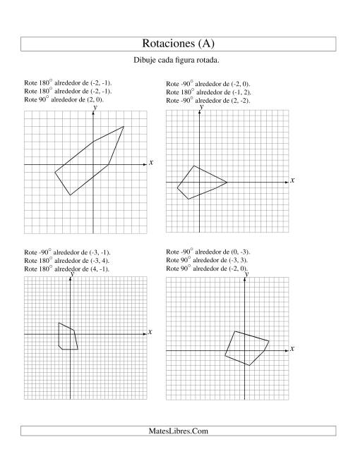 La hoja de ejercicios de Rotación en Tres Pasos de 5 Vértices Alrededor de Cualquier Punto (A)