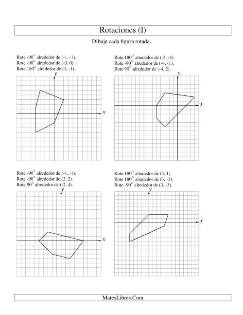 La hoja de ejercicios de Rotación en Tres Pasos de 5 Vértices Alrededor de Cualquier Punto (I)
