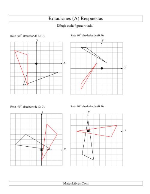 La hoja de ejercicios de Rotación de 3 Vértices Alrededor del Origen (A) Página 2