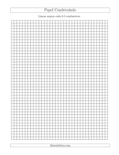 La hoja de ejercicios de Papel Cuadriculado de Líneas Negras cada 0.5cm, Tamaño de Papel Carta