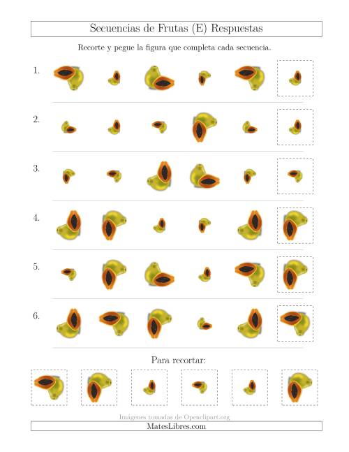 La hoja de ejercicios de Secuencias de Imágenes de Frutas Cambiando los Atributos Tamaño y Rotación (E) Página 2