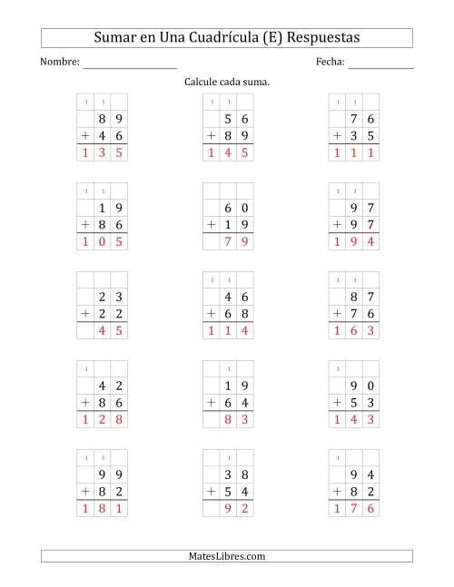 La hoja de ejercicios de Sumar Un Número de Dos Dígitos y Un Número de Dos Dígitos en Una Cuadrícula (E) Página 2