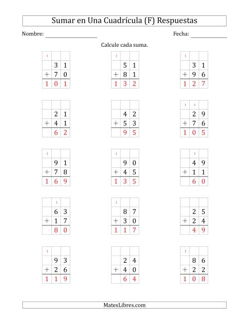 La hoja de ejercicios de Sumar Un Número de Dos Dígitos y Un Número de Dos Dígitos en Una Cuadrícula (F) Página 2