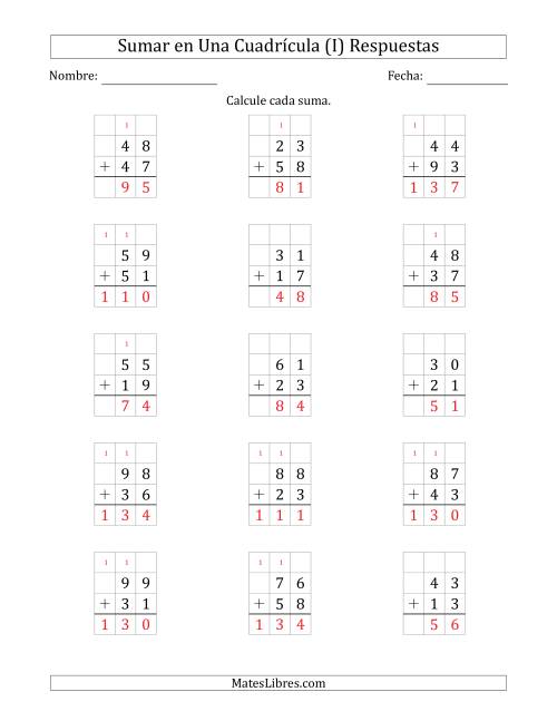 La hoja de ejercicios de Sumar Un Número de Dos Dígitos y Un Número de Dos Dígitos en Una Cuadrícula (I) Página 2
