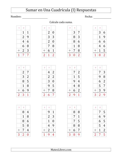 La hoja de ejercicios de Sumar Cinco Números de Dos Dígitos en Una Cuadrícula (I) Página 2