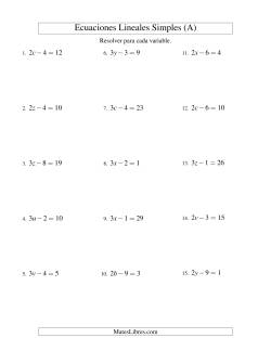 Resolver Ecuaciones Lineales de la Forma ax - b = c sin Valores Negativos