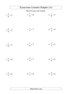 Resolver Ecuaciones Lineales de la Forma x/a = c sin Valores Negativos