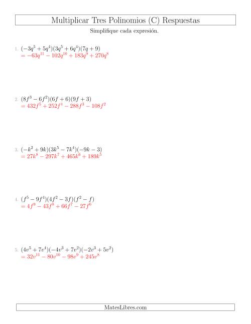 La hoja de ejercicios de Multiplicar Tres Binomios (C) Página 2