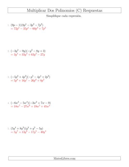 La hoja de ejercicios de Multiplicar un Binomio por un Trinomio (C) Página 2