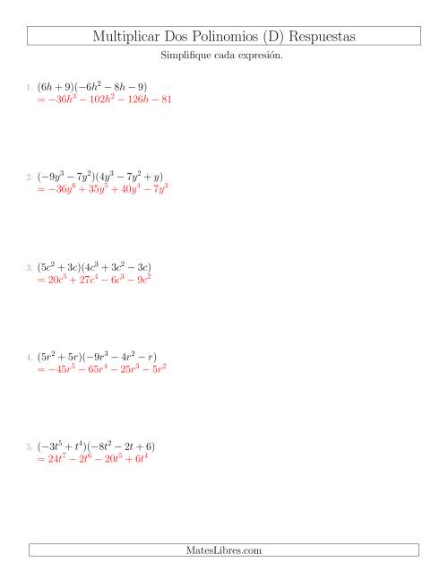 La hoja de ejercicios de Multiplicar un Binomio por un Trinomio (D) Página 2