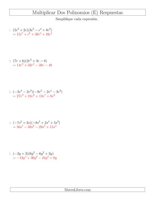La hoja de ejercicios de Multiplicar un Binomio por un Trinomio (E) Página 2
