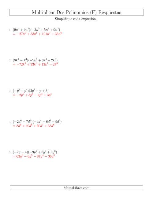 La hoja de ejercicios de Multiplicar un Binomio por un Trinomio (F) Página 2