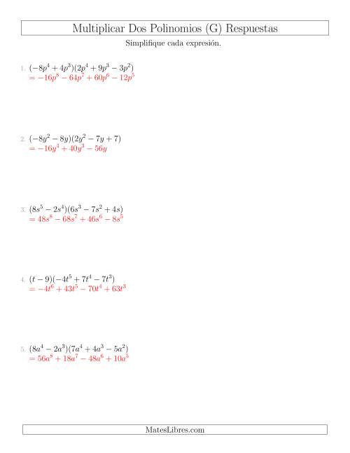 La hoja de ejercicios de Multiplicar un Binomio por un Trinomio (G) Página 2