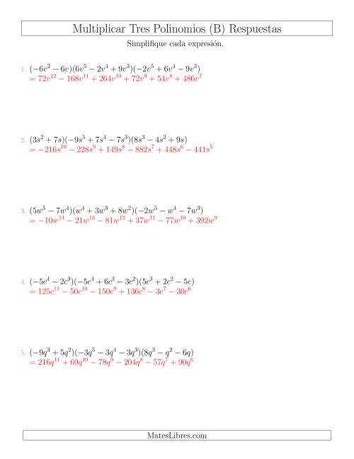 La hoja de ejercicios de Multiplicar un Binomio por Dos Trinomios (B) Página 2