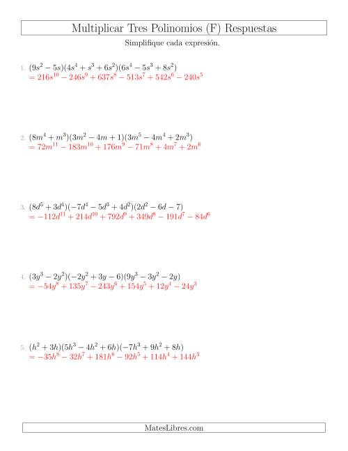 La hoja de ejercicios de Multiplicar un Binomio por Dos Trinomios (F) Página 2