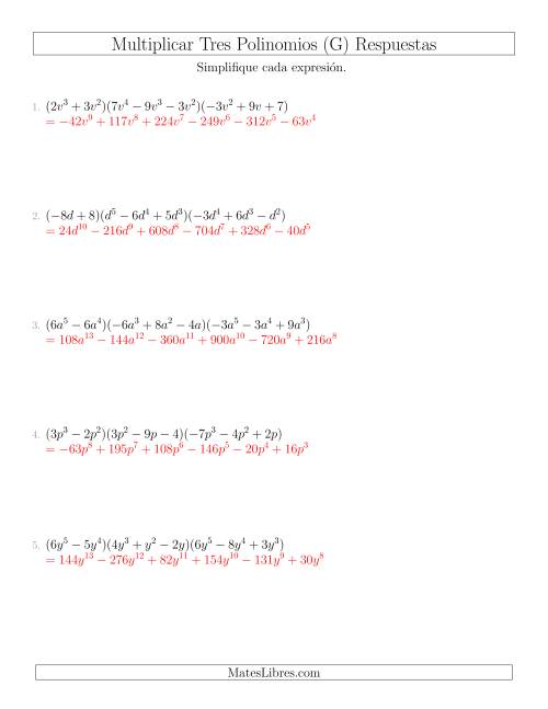 La hoja de ejercicios de Multiplicar un Binomio por Dos Trinomios (G) Página 2