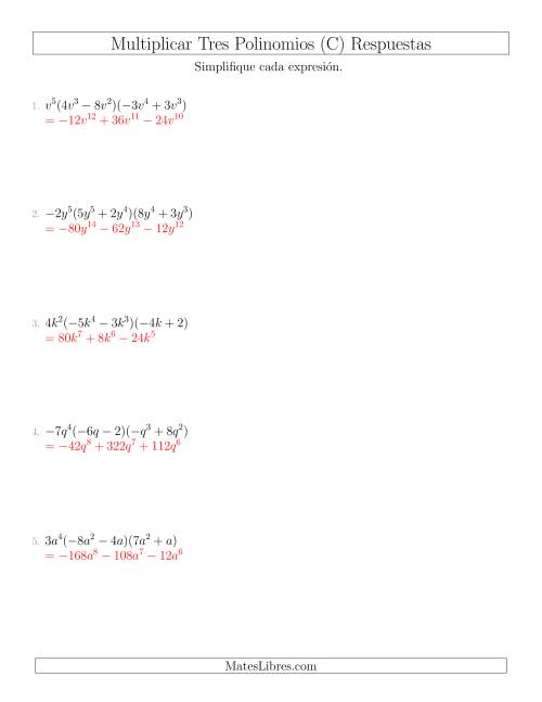La hoja de ejercicios de Multiplicar un Monomio por Dos Binomios (C) Página 2