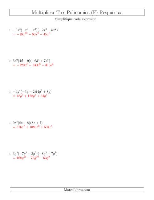 La hoja de ejercicios de Multiplicar un Monomio por Dos Binomios (F) Página 2
