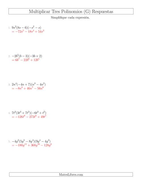 La hoja de ejercicios de Multiplicar un Monomio por Dos Binomios (G) Página 2