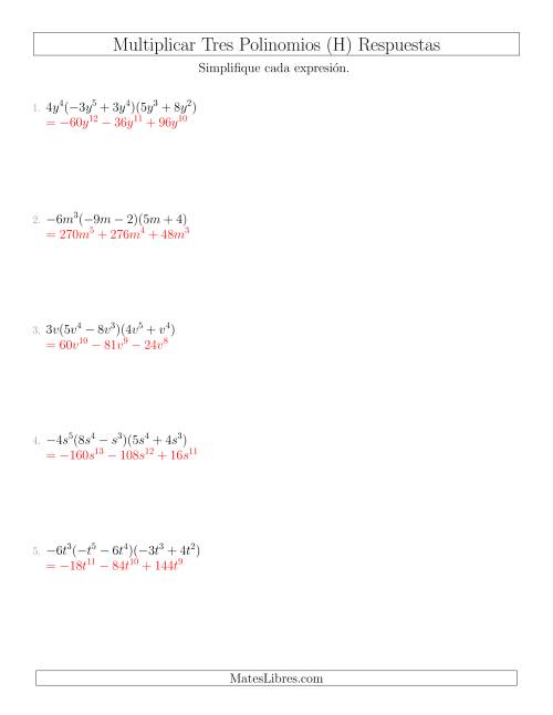 La hoja de ejercicios de Multiplicar un Monomio por Dos Binomios (H) Página 2