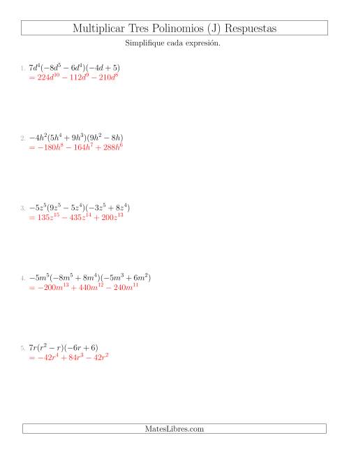 La hoja de ejercicios de Multiplicar un Monomio por Dos Binomios (J) Página 2