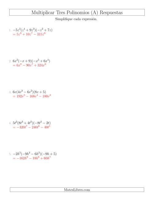 La hoja de ejercicios de Multiplicar un Monomio por Dos Binomios (Todas) Página 2
