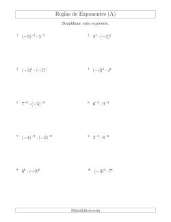 Multiplicar el Mismo Exponente con Diferentes Bases (Con Negativos)