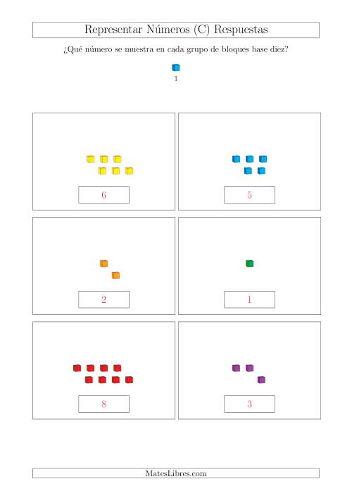 La hoja de ejercicios de Representar números hasta 9 con bloques base diez (Tamaño A4) (C) Página 2
