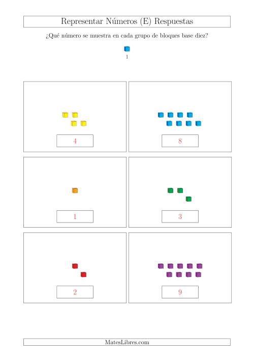 La hoja de ejercicios de Representar números hasta 9 con bloques base diez (Tamaño A4) (E) Página 2