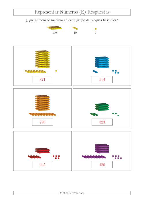 La hoja de ejercicios de Representar números hasta 999 con bloques base diez (Tamaño A4) (E) Página 2