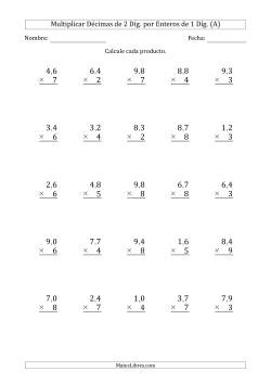 Multiplicar Décimas de 2 Díg. por Enteros de 1 Díg.