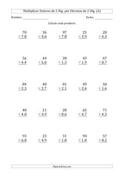 Multiplicar Enteros de 2 Díg. por Décimas de 2 Díg.