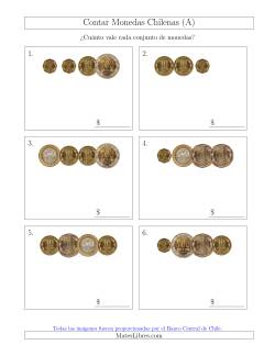 Contar Colecciones Pequeñas de Monedas Chilenas sin Monedas de 1