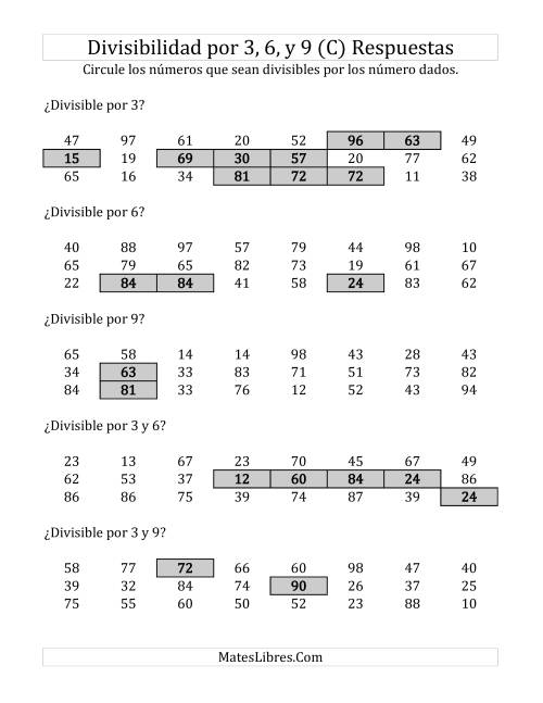La hoja de ejercicios de Reglas de Divisibilidad por 3, 6 y 9 (C) Página 2