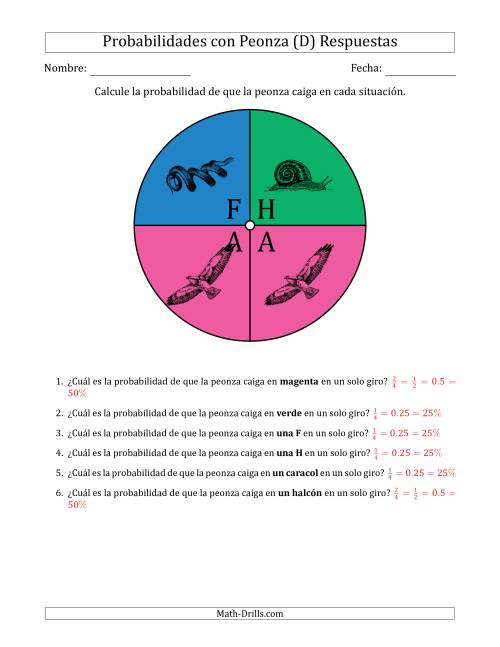 La hoja de ejercicios de Peonzas No Numéricas con Colores/Letras/Imágenes (4 Secciones) (D) Página 2