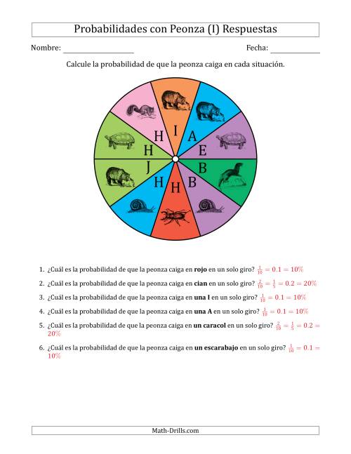 La hoja de ejercicios de Peonzas No Numéricas con Colores/Letras/Imágenes (10 Secciones) (I) Página 2