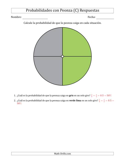 La hoja de ejercicios de Peonzas No Numéricas con Colores (4 Secciones) (C) Página 2