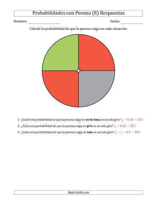 La hoja de ejercicios de Peonzas No Numéricas con Colores (4 Secciones) (E) Página 2