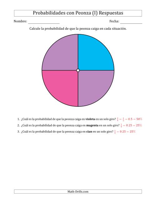La hoja de ejercicios de Peonzas No Numéricas con Colores (4 Secciones) (I) Página 2