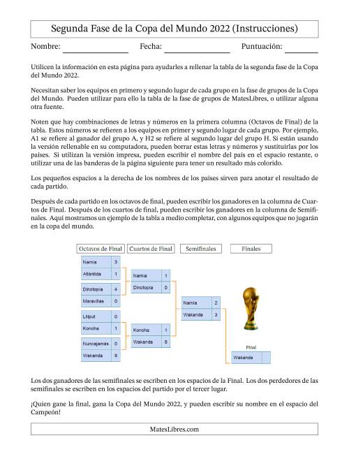 La hoja de ejercicios de Tabla de la Segunda Fase de la Copa del Mundo 2022 Página 2